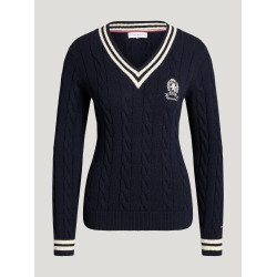 Roseville Damen Strickpullover mit Zopfmuster und V-Ausschnitt Tommy Hilfiger Equestrian