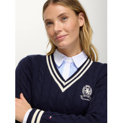 Roseville Damen Strickpullover mit Zopfmuster und V-Ausschnitt Tommy Hilfiger Equestrian