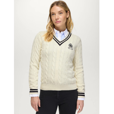 Roseville Damen Strickpullover mit Zopfmuster und V-Ausschnitt Tommy Hilfiger Equestrian