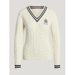 Roseville Damen Strickpullover mit Zopfmuster und V-Ausschnitt Tommy Hilfiger Equestrian