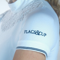 Damen-Poloshirt Cassia Kurzarm Flags & Cup Smaragdblau