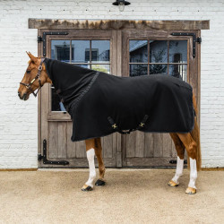Abschwitzdecke Fleece mit Halsteil – Reitsport, Schwarz, 165 cm