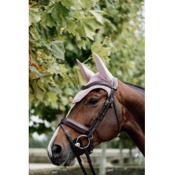 Geräuschdämpfende Fliegenhaube Samt hell lila – Reitsport Geräuschdämpfende Fliegenhaube Samt hell lila – Reitsport