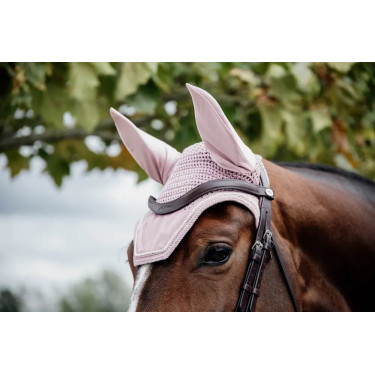 Geräuschdämpfende Fliegenhaube Samt hell lila – Reitsport Geräuschdämpfende Fliegenhaube Samt hell lila – Reitsport