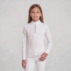Kinder Turnierbluse Reiten langarm Altrosa 160 | Glitzer
