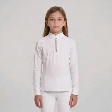 Kinder Turnierbluse Reiten langarm Altrosa 160 | Glitzer
