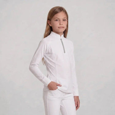 Kinder Turnierbluse Reiten langarm Altrosa 160 | Glitzer