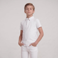 Jungen Turnier Reitbluse kurzarm Weiß – Größe 160 | Equi-Clic