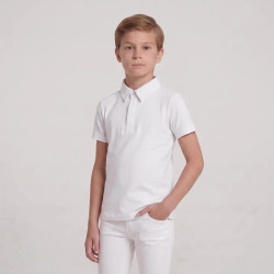 Jungen Turnier Reitbluse kurzarm Weiß – Größe 160 | Equi-Clic