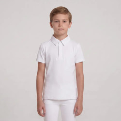 Jungen Turnier Reitbluse kurzarm Weiß – Größe 160 | Equi-Clic