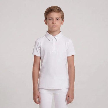 Jungen Turnier Reitbluse kurzarm Weiß – Größe 160 | Equi-Clic
