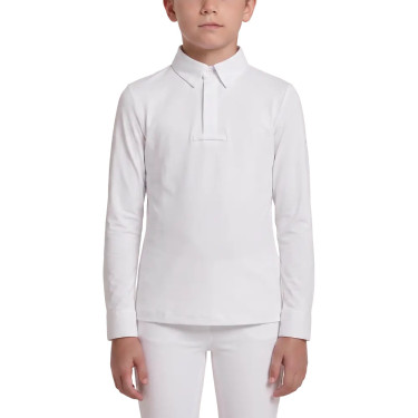 Turnier-Reitbluse Jungen langarm Weiß | Größe 160