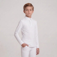 Turnier-Reitbluse Jungen langarm Weiß | Größe 160