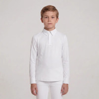 Turnier-Reitbluse Jungen langarm Weiß | Größe 160