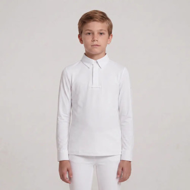 Turnier-Reitbluse Jungen langarm Weiß | Größe 160