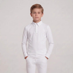 Turnier-Reitbluse Jungen langarm Weiß | Größe 160