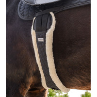 Lange Halbmond-Gurt Waldhausen mit Fleece-Stoff Schwarz / Natur