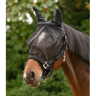 Fliegenmaske fürs Halfter mit Ohrenschutz – Reiten