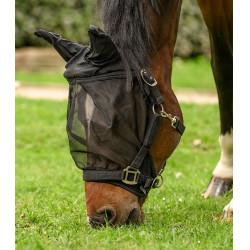 Fliegenmaske fürs Halfter mit Ohrenschutz – Reiten