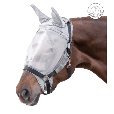 Fliegenmaske fürs Halfter mit Ohrenschutz – Reiten