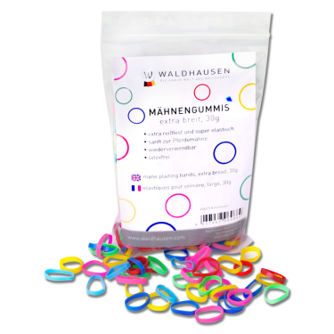 Bunte Mähnengummis fürs Pferd – extra breit, langlebig Bunte Mähnengummis fürs Pferd – extra breit, langlebig