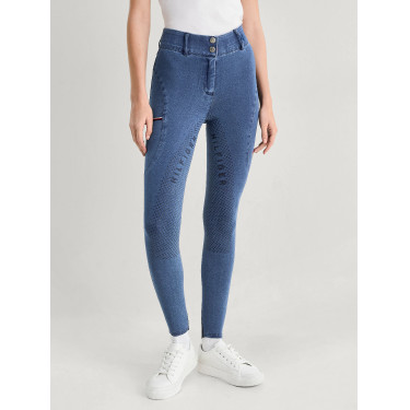 Tommy Hilfiger Equestrian Texas Denim Vollbesatz Damenreithose Erbe Blau