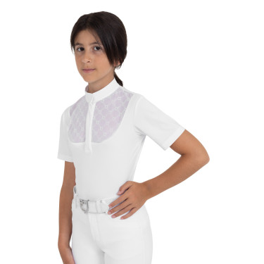 Mädchen-Wettkampf-Poloshirt mit Tüll Equestro Kinder Mädchen-Wettkampf-Poloshirt mit Tüll Equestro Kinder