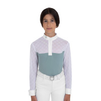 Langarm-Wettkampf-Poloshirt für Mädchen mit Tüll Equestro Kinder