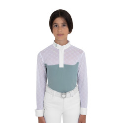 Langarm-Wettkampf-Poloshirt für Mädchen mit Tüll Equestro Kinder