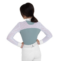 Langarm-Wettkampf-Poloshirt für Mädchen mit Tüll Equestro Kinder