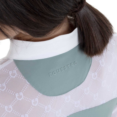 Langarm-Wettkampf-Poloshirt für Mädchen mit Tüll Equestro Kinder