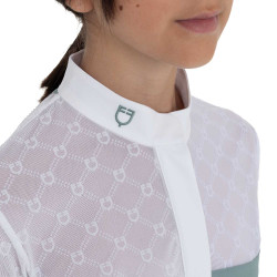 Langarm-Wettkampf-Poloshirt für Mädchen mit Tüll Equestro Kinder