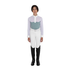 Langarm-Wettkampf-Poloshirt für Mädchen mit Tüll Equestro Kinder