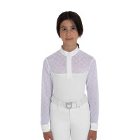 Langarm-Wettkampf-Poloshirt für Mädchen mit Tüll Equestro Kinder