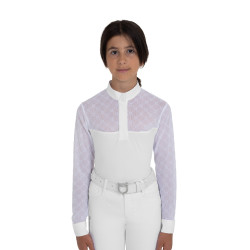 Langarm-Wettkampf-Poloshirt für Mädchen mit Tüll Equestro Kinder Langarm-Wettkampf-Poloshirt für Mädchen mit Tüll Equestro Kinder