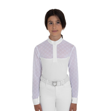 Langarm-Wettkampf-Poloshirt für Mädchen mit Tüll Equestro Kinder Langarm-Wettkampf-Poloshirt für Mädchen mit Tüll Equestro Kinder