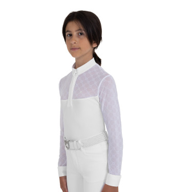 Langarm-Wettkampf-Poloshirt für Mädchen mit Tüll Equestro Kinder Langarm-Wettkampf-Poloshirt für Mädchen mit Tüll Equestro Kinder