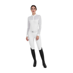 Damen-Wettkampfpolo mit langen Ärmeln und Tüll Equestro Damen-Wettkampfpolo mit langen Ärmeln und Tüll Equestro