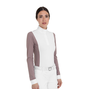 Damen-Turnier-Poloshirt langarm perforiert Equestro Damen-Turnier-Poloshirt langarm perforiert Equestro