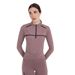 Damen-Trainingspolo Langarm mit Monogramm-Print Equestro Damen-Trainingspolo Langarm mit Monogramm-Print Equestro