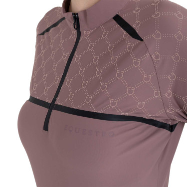 Damen-Trainingspolo Langarm mit Monogramm-Print Equestro Damen-Trainingspolo Langarm mit Monogramm-Print Equestro
