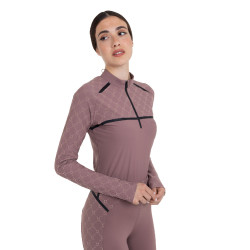 Damen-Trainingspolo Langarm mit Monogramm-Print Equestro Damen-Trainingspolo Langarm mit Monogramm-Print Equestro
