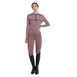 Damen-Trainingspolo Langarm mit Monogramm-Print Equestro Damen-Trainingspolo Langarm mit Monogramm-Print Equestro