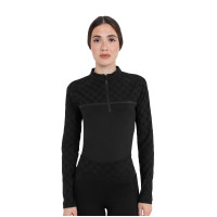 Damen-Trainingspolo Langarm mit Monogramm-Print Equestro