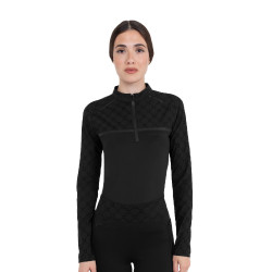 Damen-Trainingspolo Langarm mit Monogramm-Print Equestro Damen-Trainingspolo Langarm mit Monogramm-Print Equestro