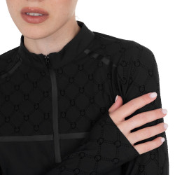 Damen-Trainingspolo Langarm mit Monogramm-Print Equestro Damen-Trainingspolo Langarm mit Monogramm-Print Equestro