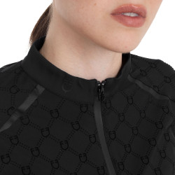 Damen-Trainingspolo Langarm mit Monogramm-Print Equestro Damen-Trainingspolo Langarm mit Monogramm-Print Equestro