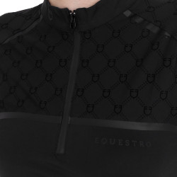 Damen-Trainingspolo Langarm mit Monogramm-Print Equestro Damen-Trainingspolo Langarm mit Monogramm-Print Equestro