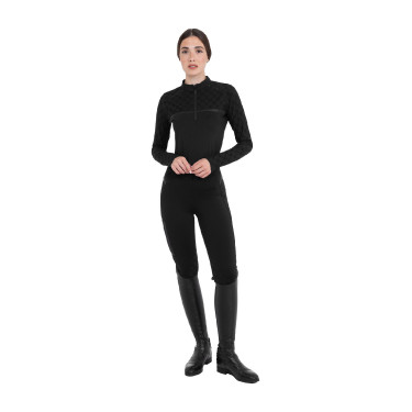 Damen-Trainingspolo Langarm mit Monogramm-Print Equestro Damen-Trainingspolo Langarm mit Monogramm-Print Equestro