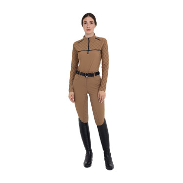 Damenreithose mit hoher Taille, Vollgrip, Equestro Monogramm Damen